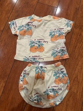 Cute Baby Two-Piece Orange Print Set, 6-9M